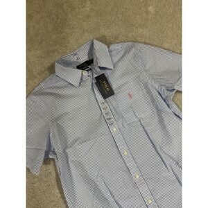 NEW POLO RALPH LAUREN UNTUCKED FIT STRIPED SEERSUCKER SHIRT SIZE M Pink Pony